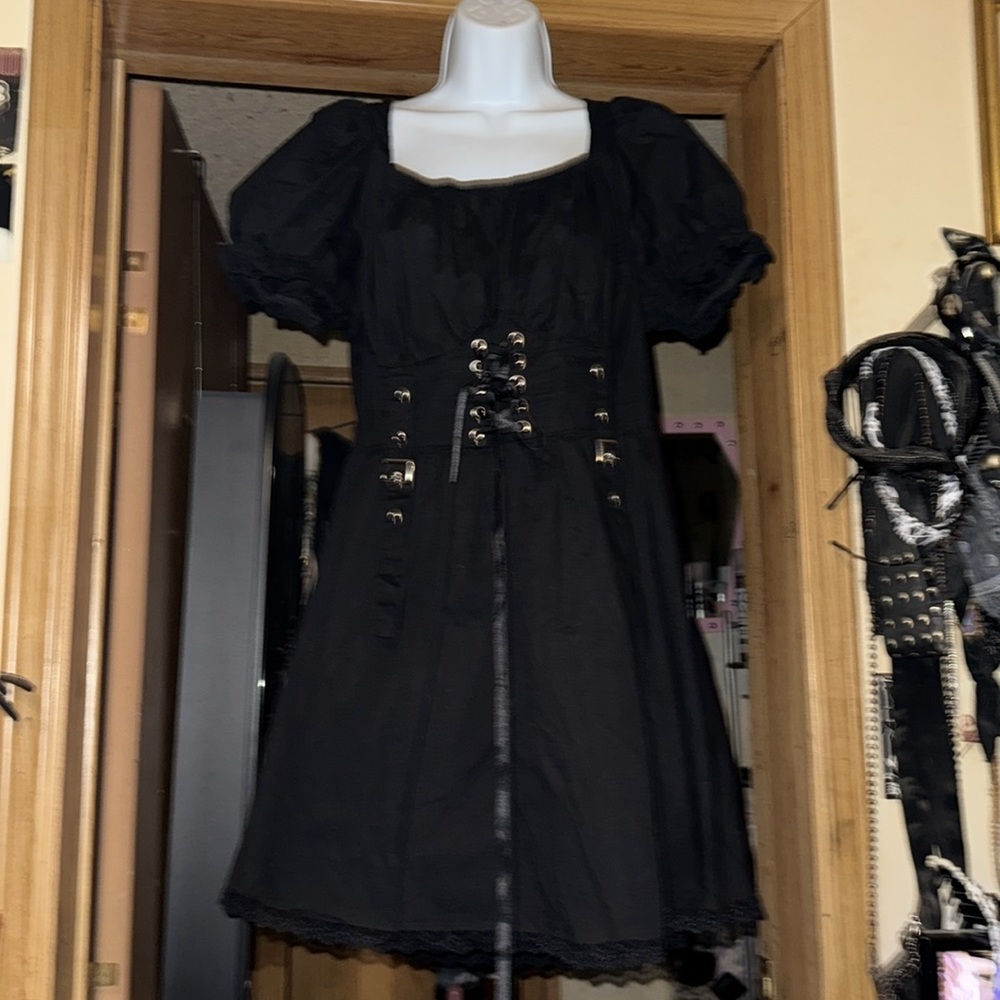 Thorn & Fable Black Corseted Dress